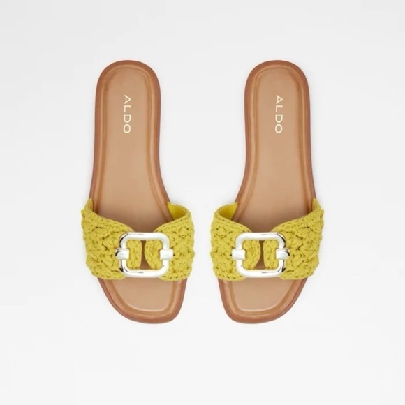 ALDO Glaeswen Slide Sandal in Green Textile Crochet - Size 8 - Picture 1 of 9